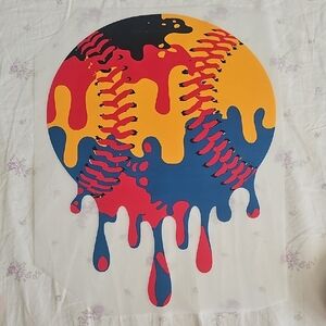 Colorful Baseball Drip Ready To Press Heat Transfer